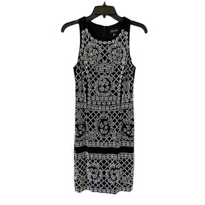 Xscape Women's Sleeveless Black Beaded Dress Size 6 Knee Length, Semi Formal